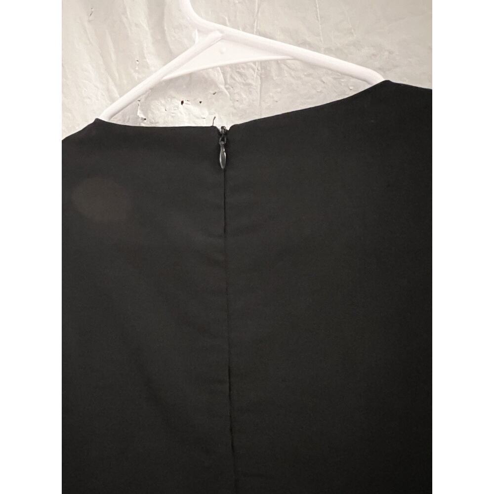 Black Linen Blend Fit And Flare Midi Dress Sz L Side Pleats Goth Retro Cottage - Picture 6 of 8